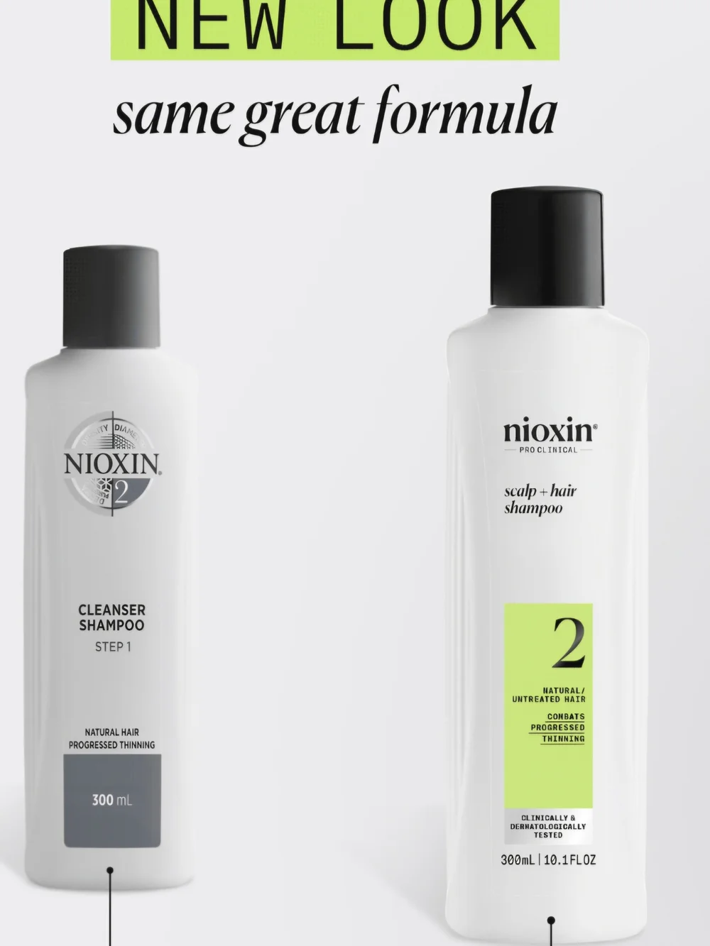 Nioxin System 2 Scalp + Hair Shampoo — White bottle with black cap